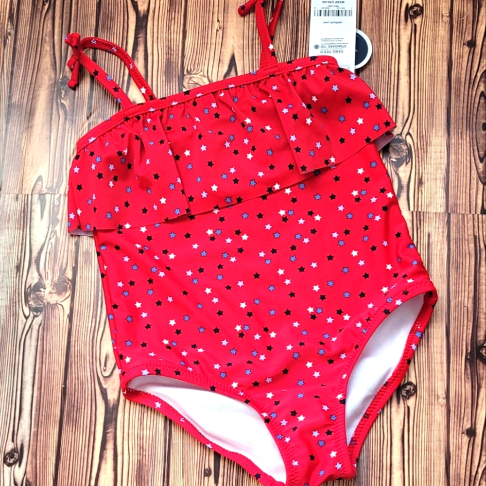 NWT Patriotic Girl 1 piece Ruffle  Swimsuit